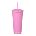 Hot selling 22 oz Colored Acrylic Reusable Cups Double Wall Matte Plastic Bulk Tumblers with lid and straw